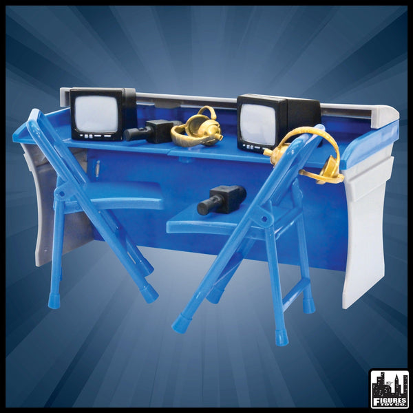 Blue & Gray Commentator Table Playset for WWE Wrestling Action Figures