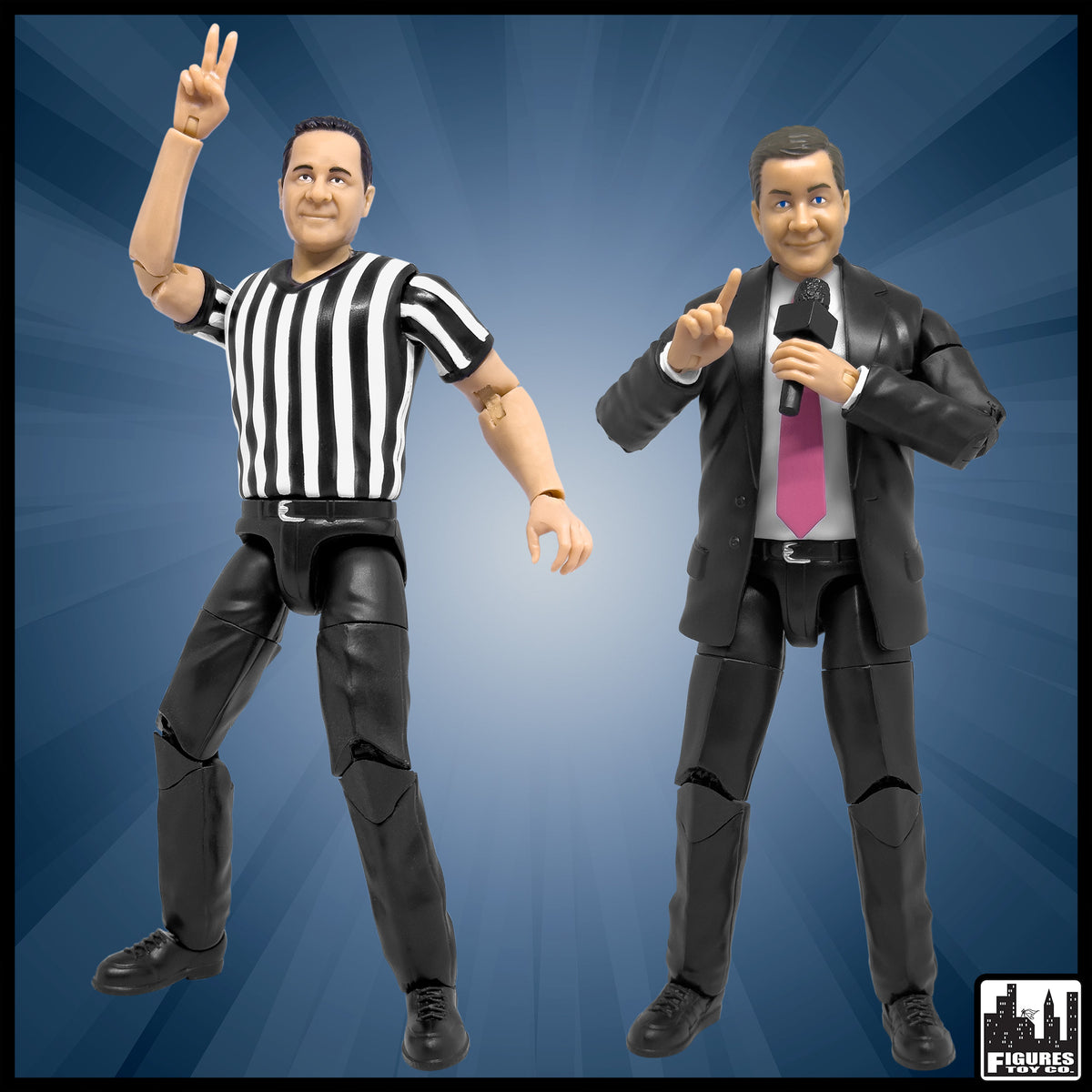 Ultimate Talking Wrestling Referee &amp; Ring Announcer Action Figures for WWE &amp; AEW Wrestling Figures