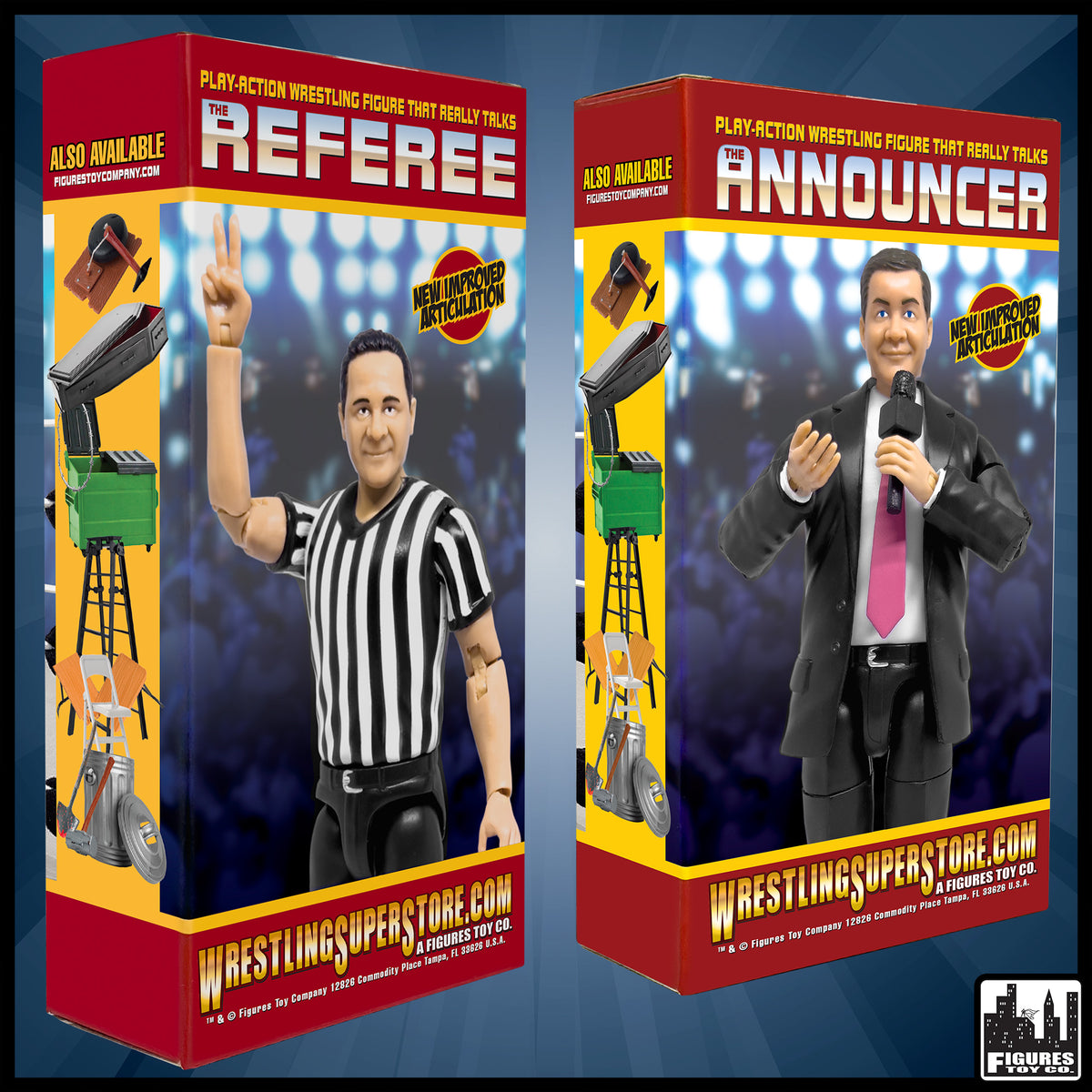 Ultimate Talking Wrestling Referee &amp; Ring Announcer Action Figures for WWE &amp; AEW Wrestling Figures