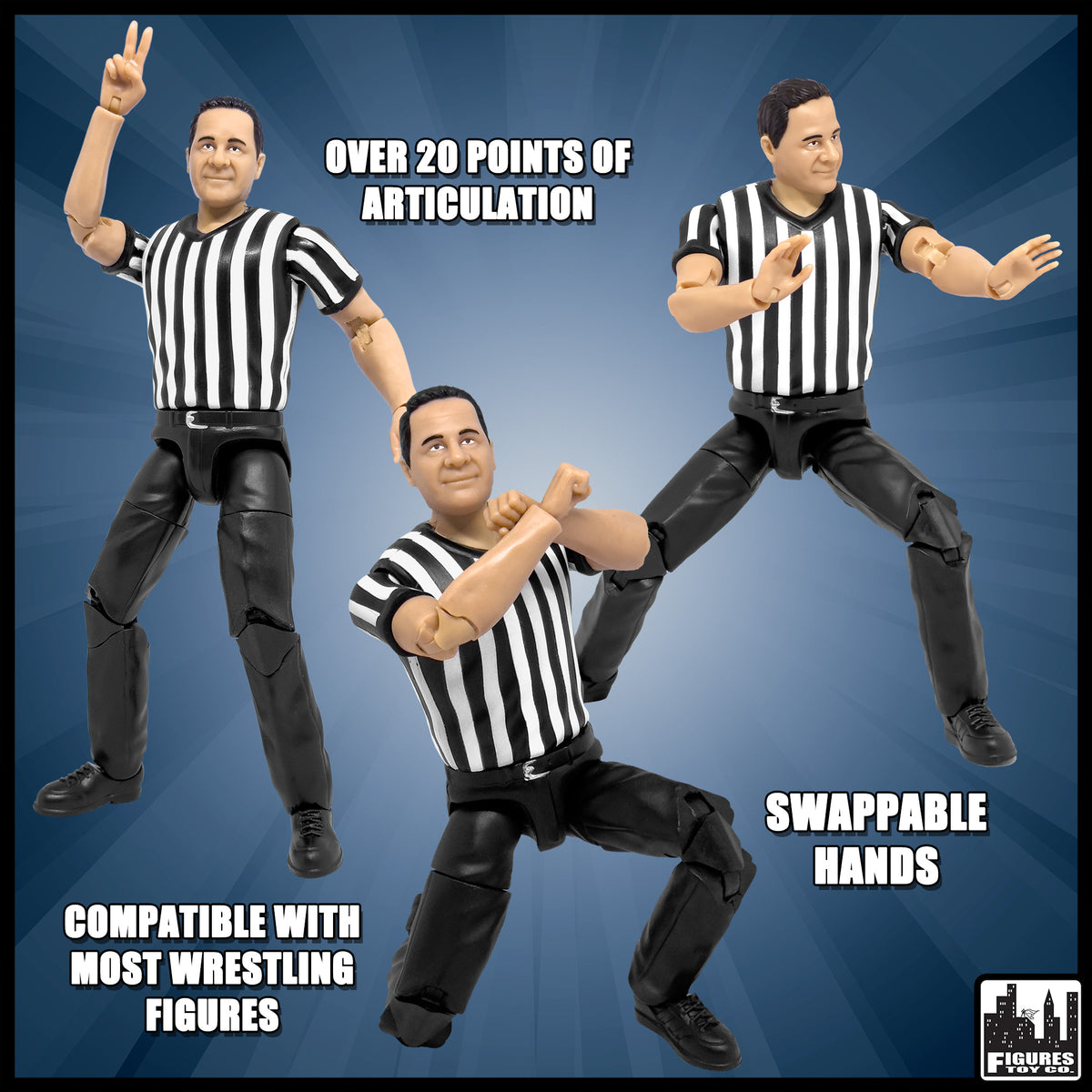 Ultimate Talking Wrestling Referee &amp; Ring Announcer Action Figures for WWE &amp; AEW Wrestling Figures