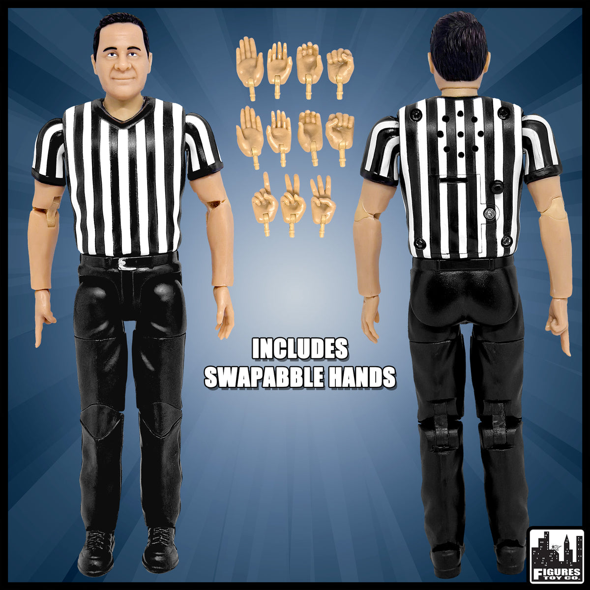 Wrestling Ring &amp; Talking Wrestling Referee Figure for WWE &amp; AEW Action Figures