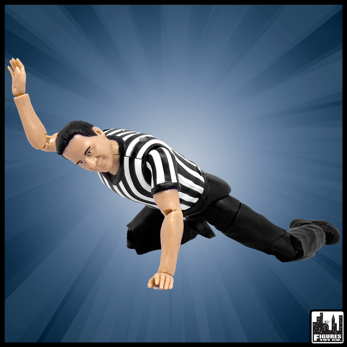 Wrestling Ring &amp; Talking Wrestling Referee Figure for WWE &amp; AEW Action Figures