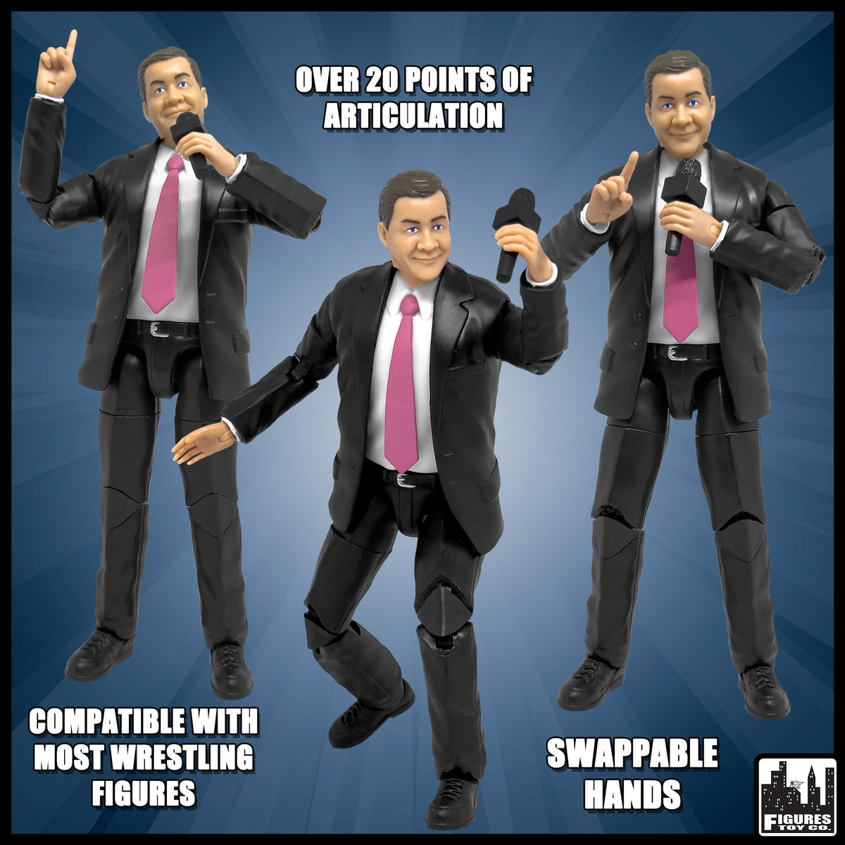 Ultimate Talking Wrestling Referee &amp; Ring Announcer Action Figures for WWE &amp; AEW Wrestling Figures