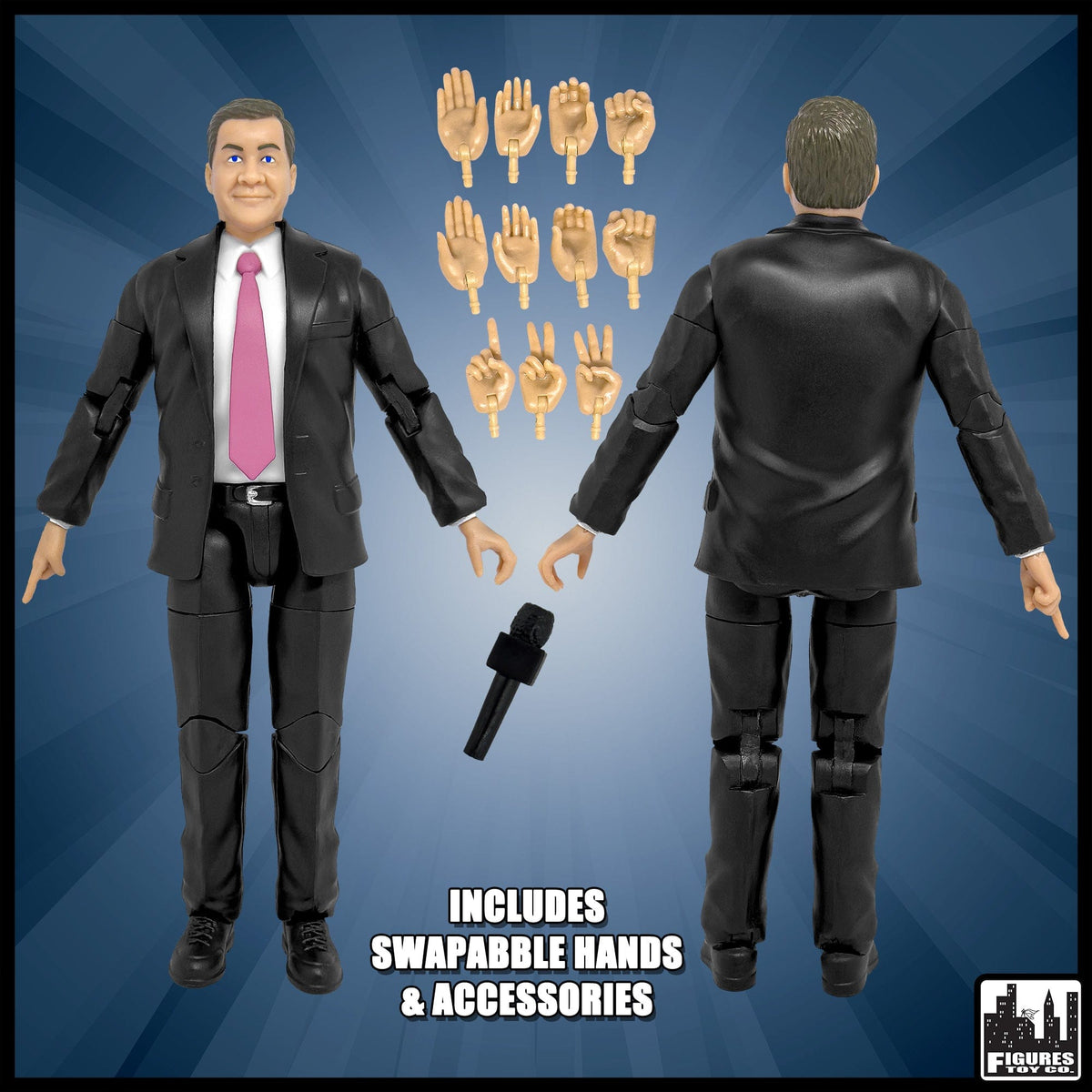 Ultimate Talking Wrestling Ring Announcer Figure for WWE &amp; AEW Action Figures