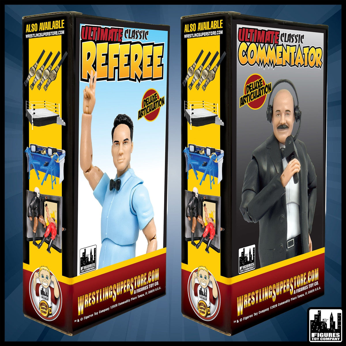 Ultimate Classic Referee &amp; Classic Announcer With Deluxe Articulation for WWE &amp; AEW Wrestling Action Figures