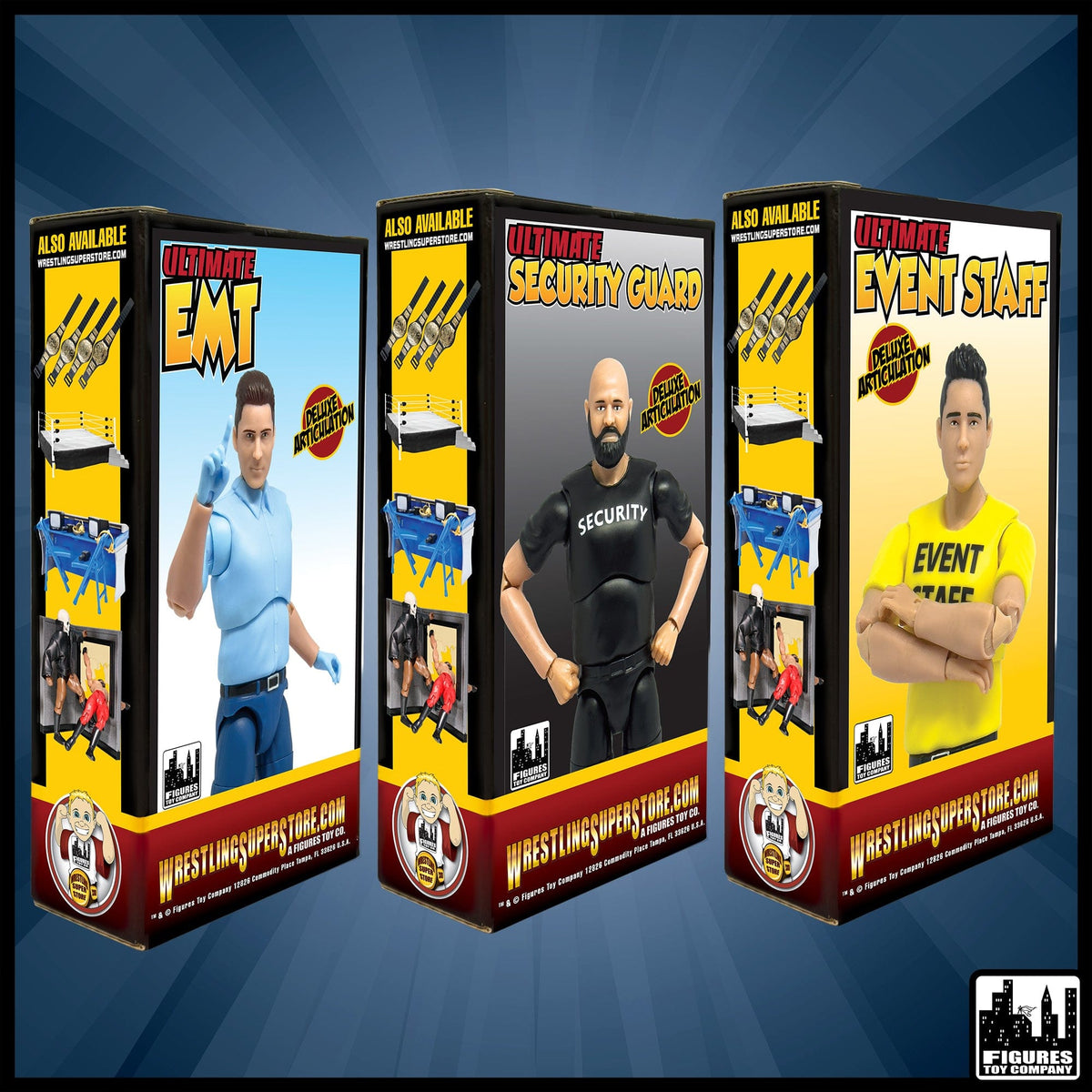 Ultimate Security Guard, Event Staff Worker &amp; EMT With Deluxe Articulation for WWE &amp; AEW Wrestling Action Figures