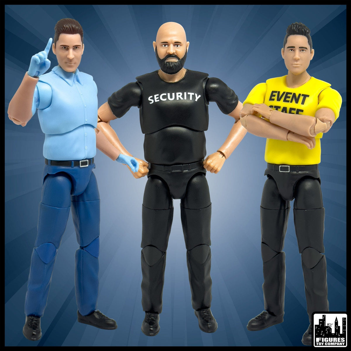 Ultimate Security Guard, Event Staff Worker &amp; EMT With Deluxe Articulation for WWE &amp; AEW Wrestling Action Figures