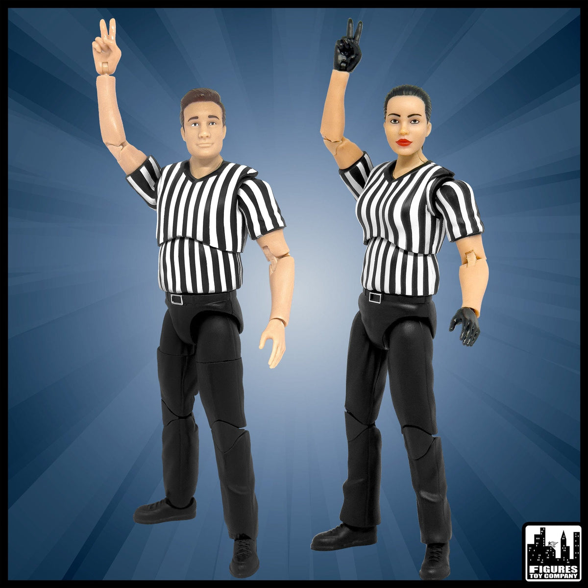 Ultimate Male &amp; Female Referee With Deluxe Articulation for WWE &amp; AEW Wrestling Action Figures