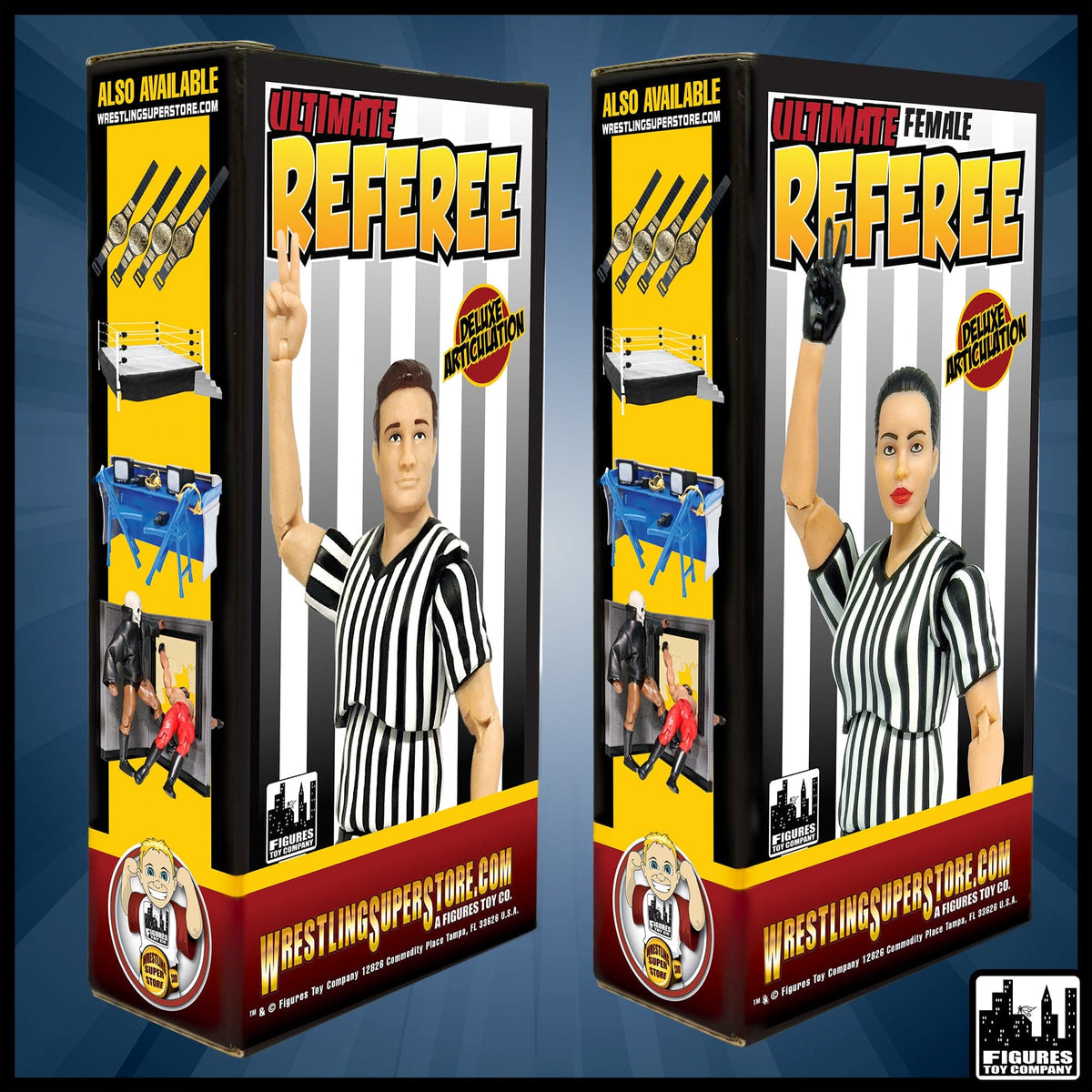 Ultimate Male &amp; Female Referee With Deluxe Articulation for WWE &amp; AEW Wrestling Action Figures