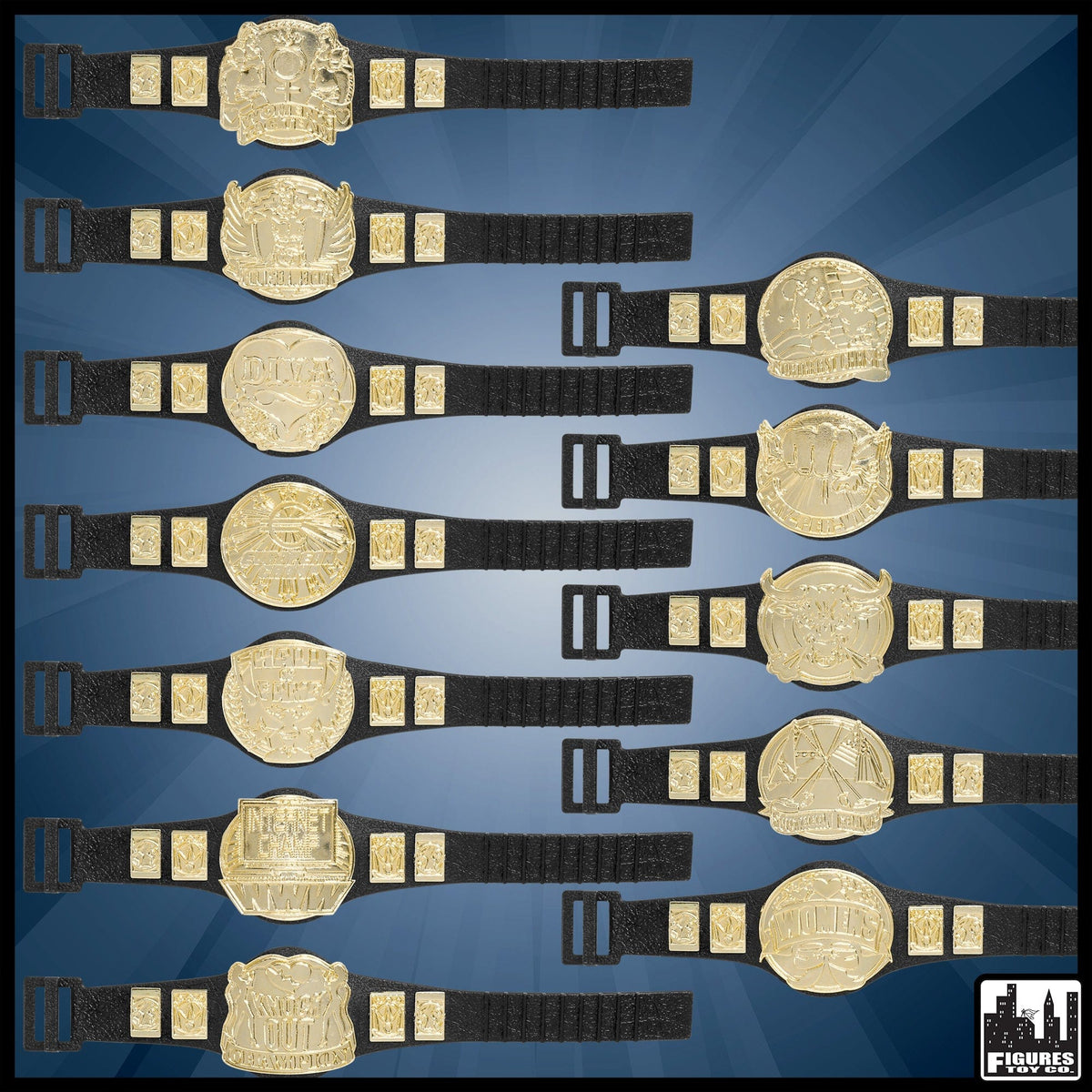 Set of 12 Wrestling Action Figure Championship Belts for WWE &amp; AEW Wrestling Action Figures [Series 2]