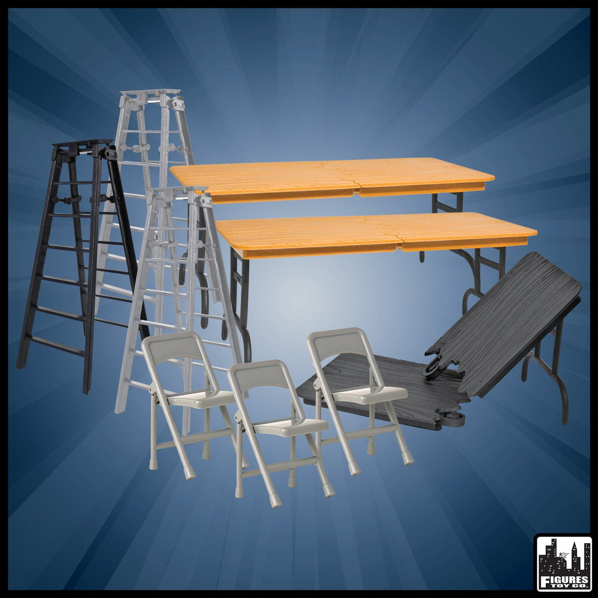 Tables, Ladders &amp; Chairs Match Accessory Set for WWE &amp; AEW Wrestling Action Figures