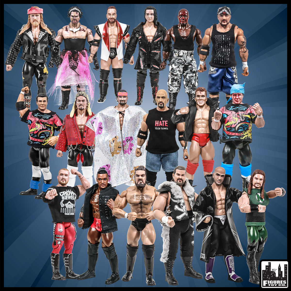 Set of 18 Loose Rising Stars &amp; Legends of Wrestling Action Figures