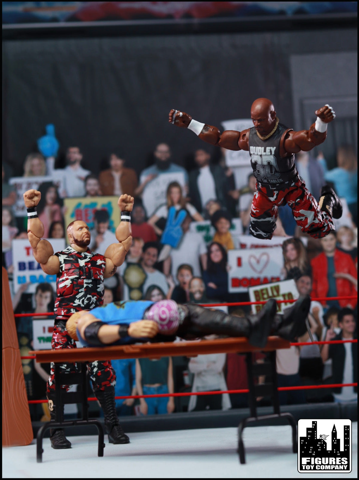 Brown Breakaway Table for WWE &amp; AEW Wrestling Action Figures