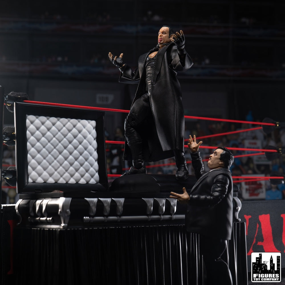 Deluxe Black Casket for WWE &amp; AEW Wrestling Action Figures with Removable Base