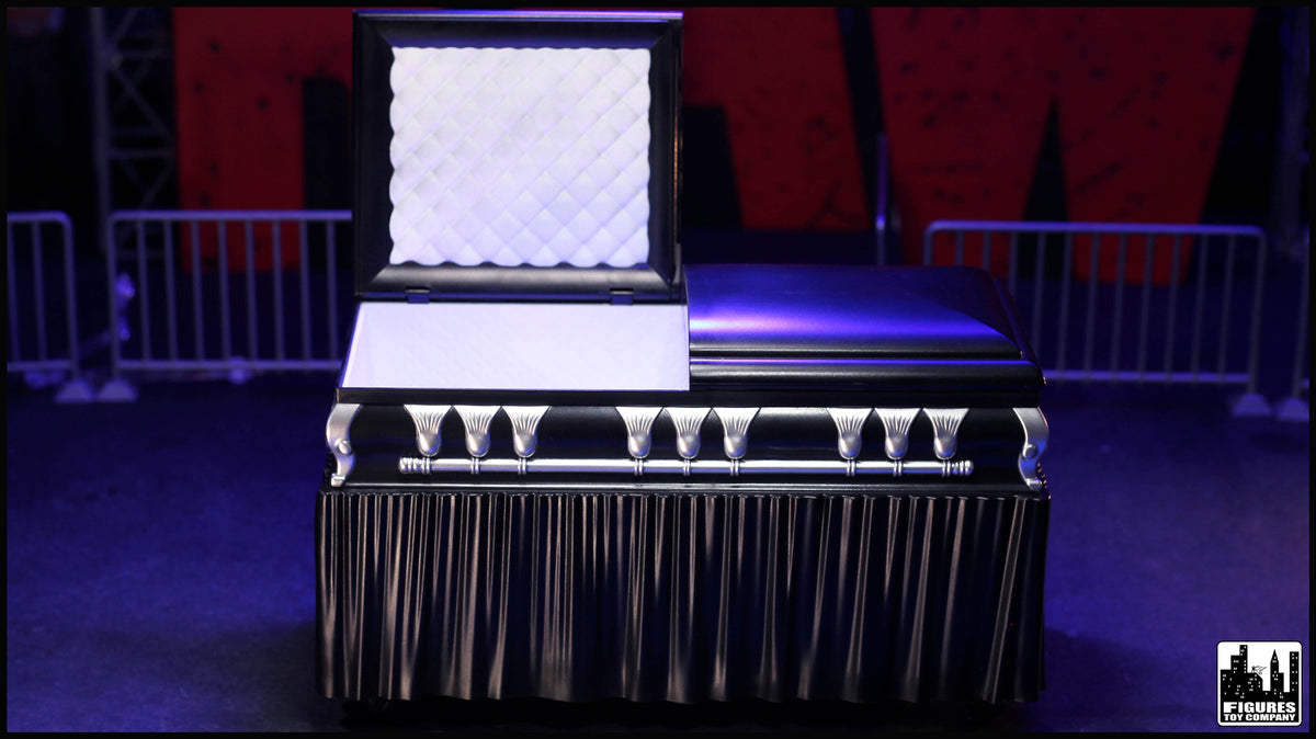 Deluxe Black Casket for WWE &amp; AEW Wrestling Action Figures with Removable Base