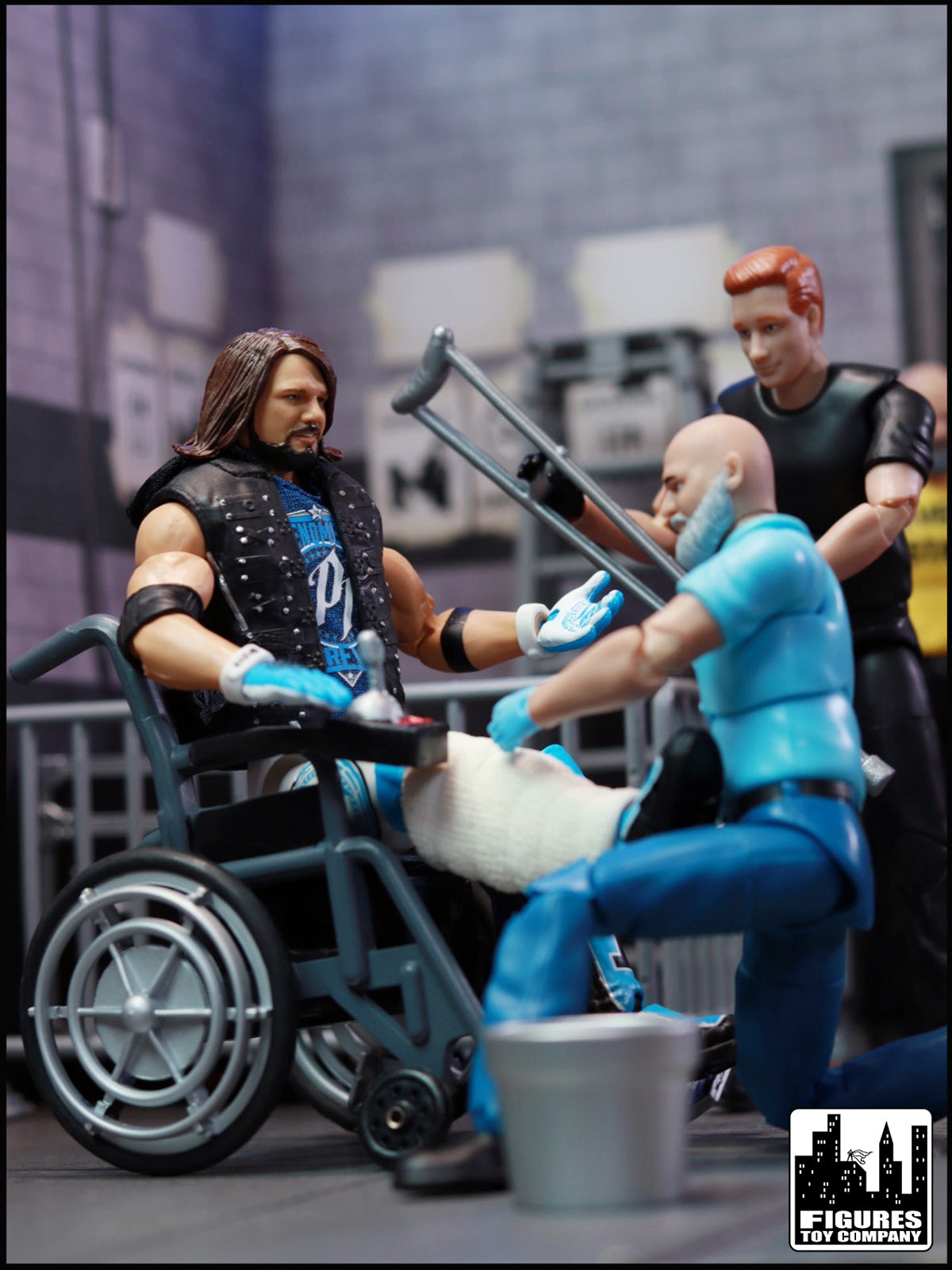 Cast &amp; Crutches Accessory Set for WWE &amp; AEW Wrestling Action Figures