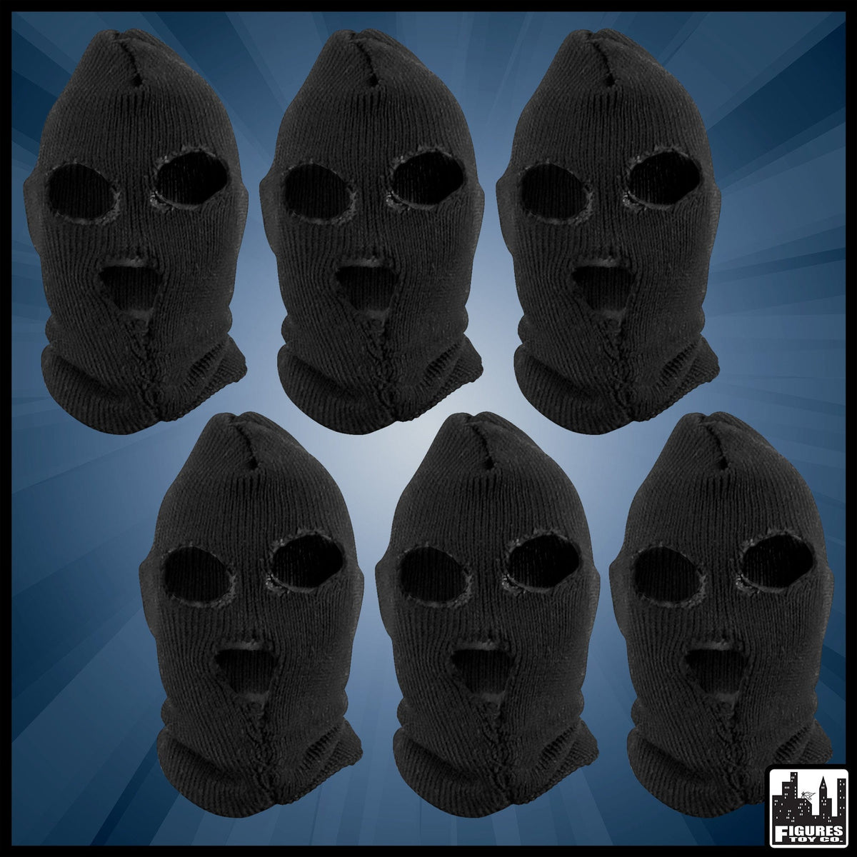 Set of 6 Deluxe Black Figure Masks for WWE &amp; AEW Action Figures