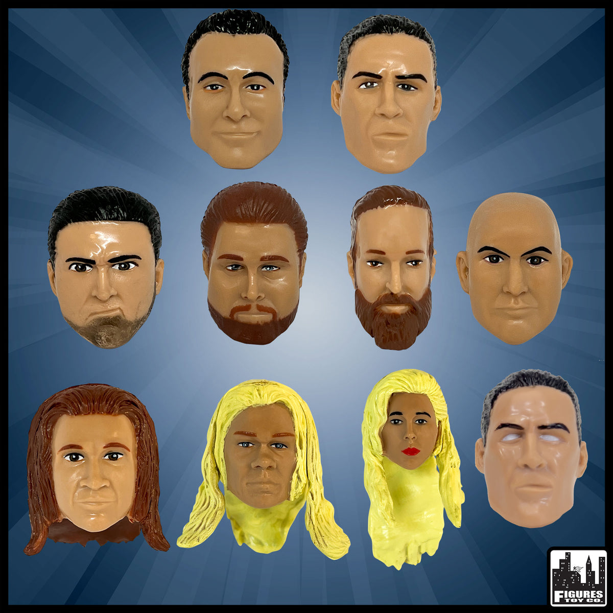 Interchangeable Wrestling Heads Series 2: Set of all 10