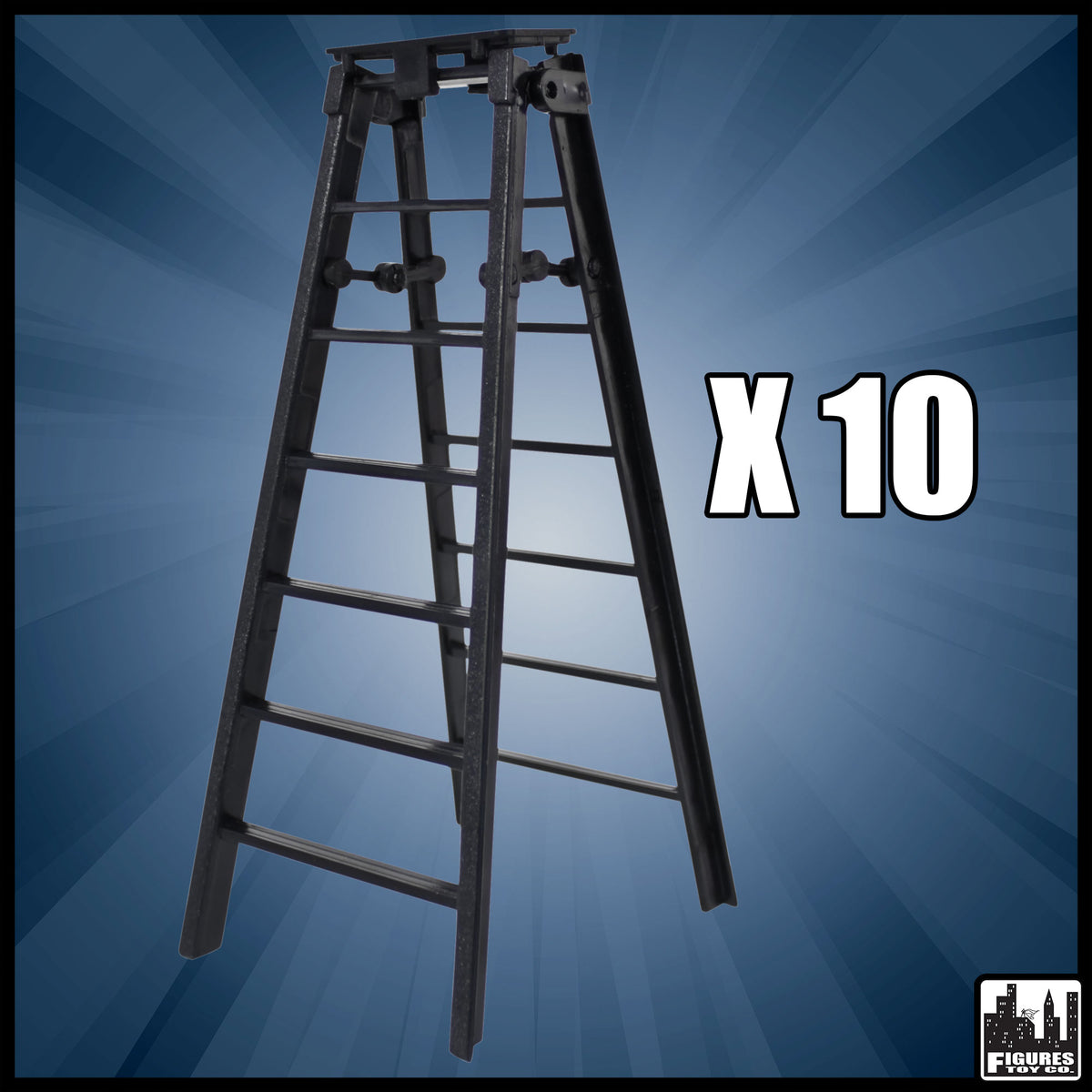 Set of 10 Black Ladders For WWE &amp; AEW Wrestling Action Figures