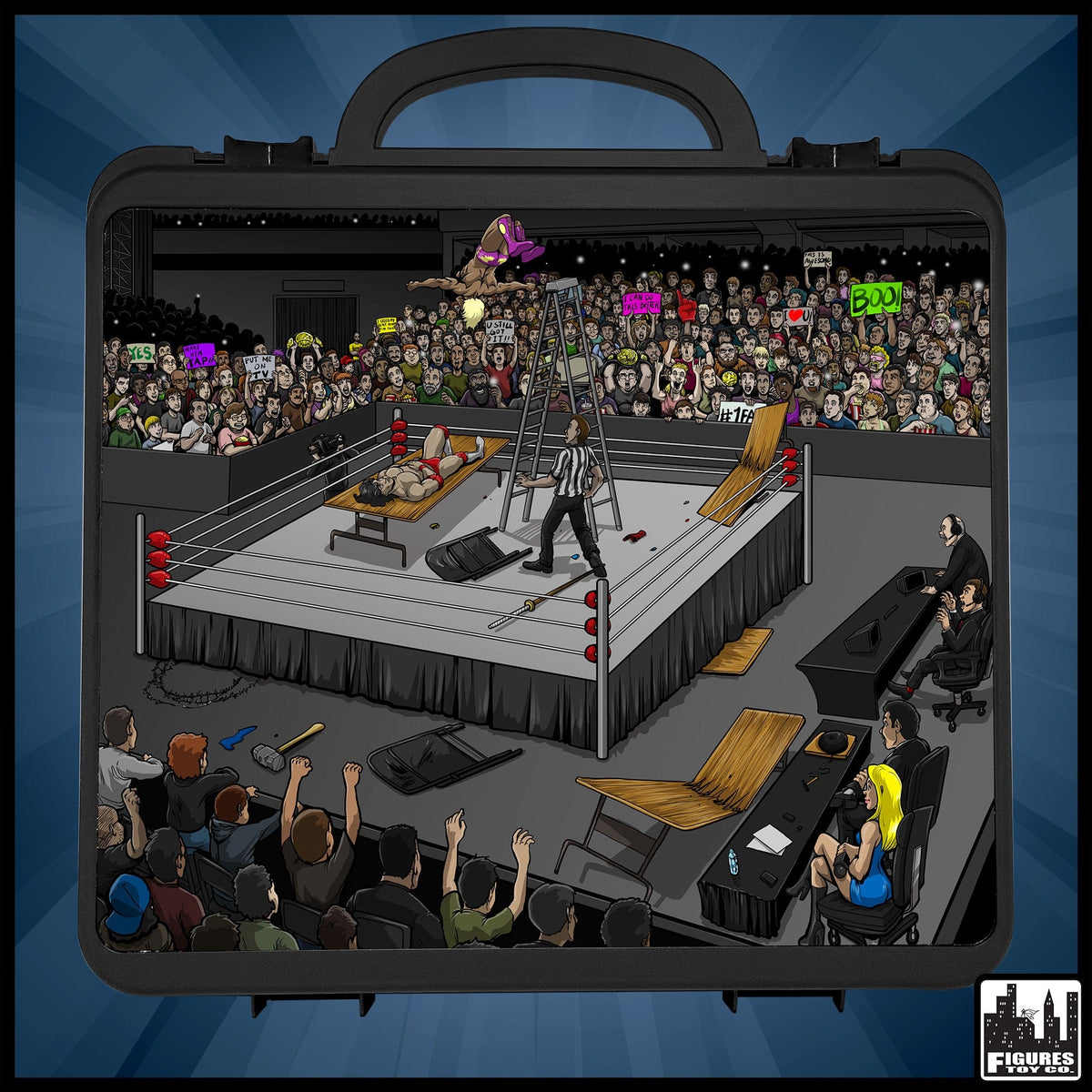 Deluxe Carrying Case With Accessories for WWE &amp; AEW Wrestling Action Figures