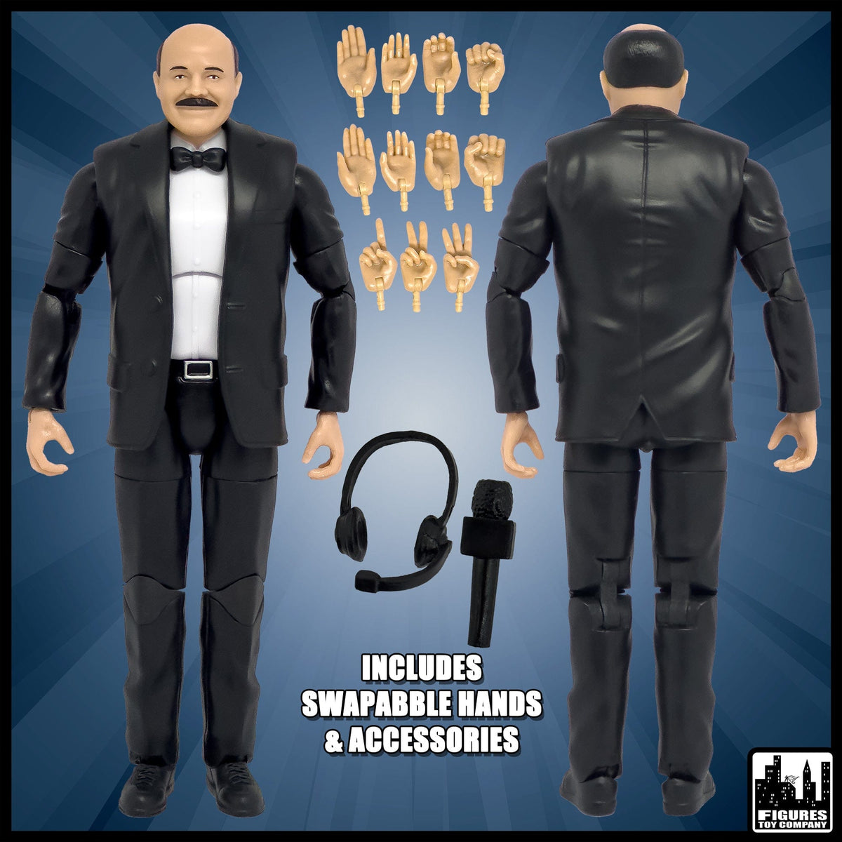 Ultimate Classic Announcer With Deluxe Articulation for WWE &amp; AEW Wrestling Action Figures