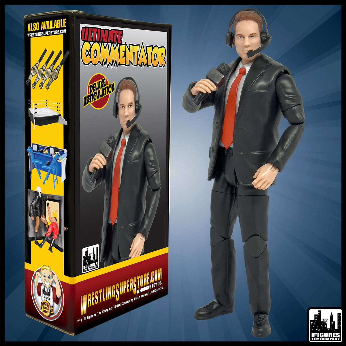 Ultimate Commentator Announcer With Deluxe Articulation for WWE &amp; AEW Wrestling Action Figures