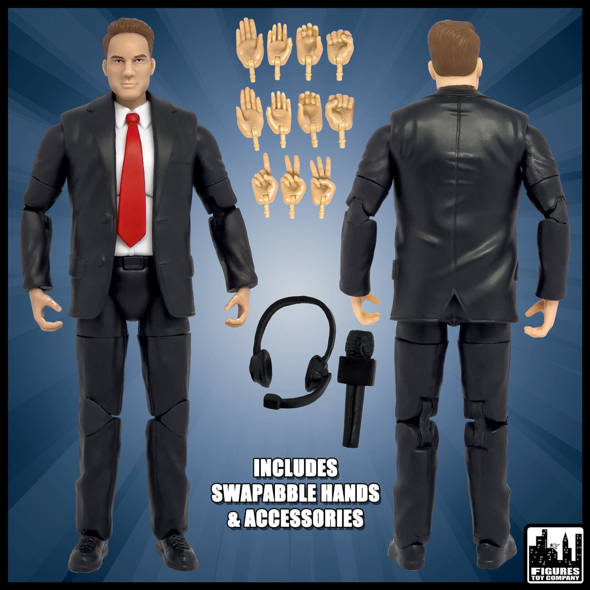 Ultimate Commentator Announcer With Deluxe Articulation for WWE &amp; AEW Wrestling Action Figures