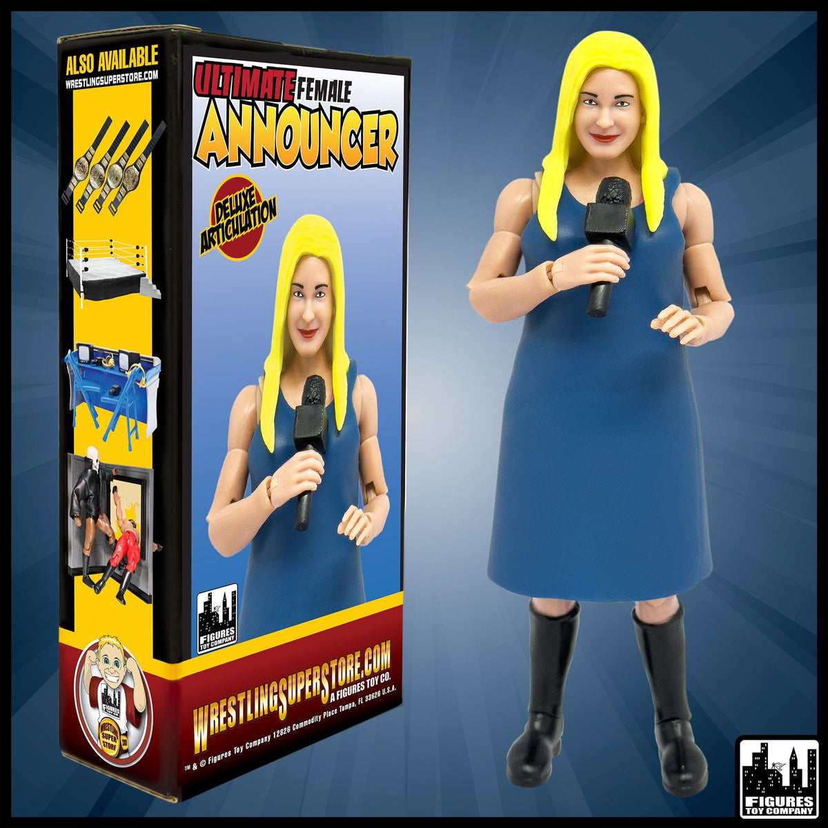 Ultimate Female Interviewer Announcer With Deluxe Articulation for WWE &amp; AEW Wrestling Action Figures