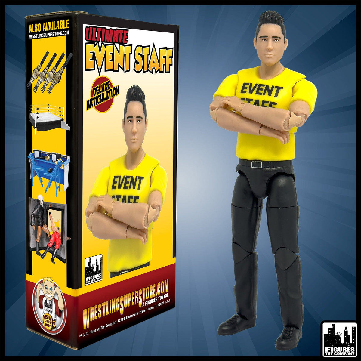 Ultimate Event Staff Worker With Deluxe Articulation for WWE &amp; AEW Wrestling Action Figures