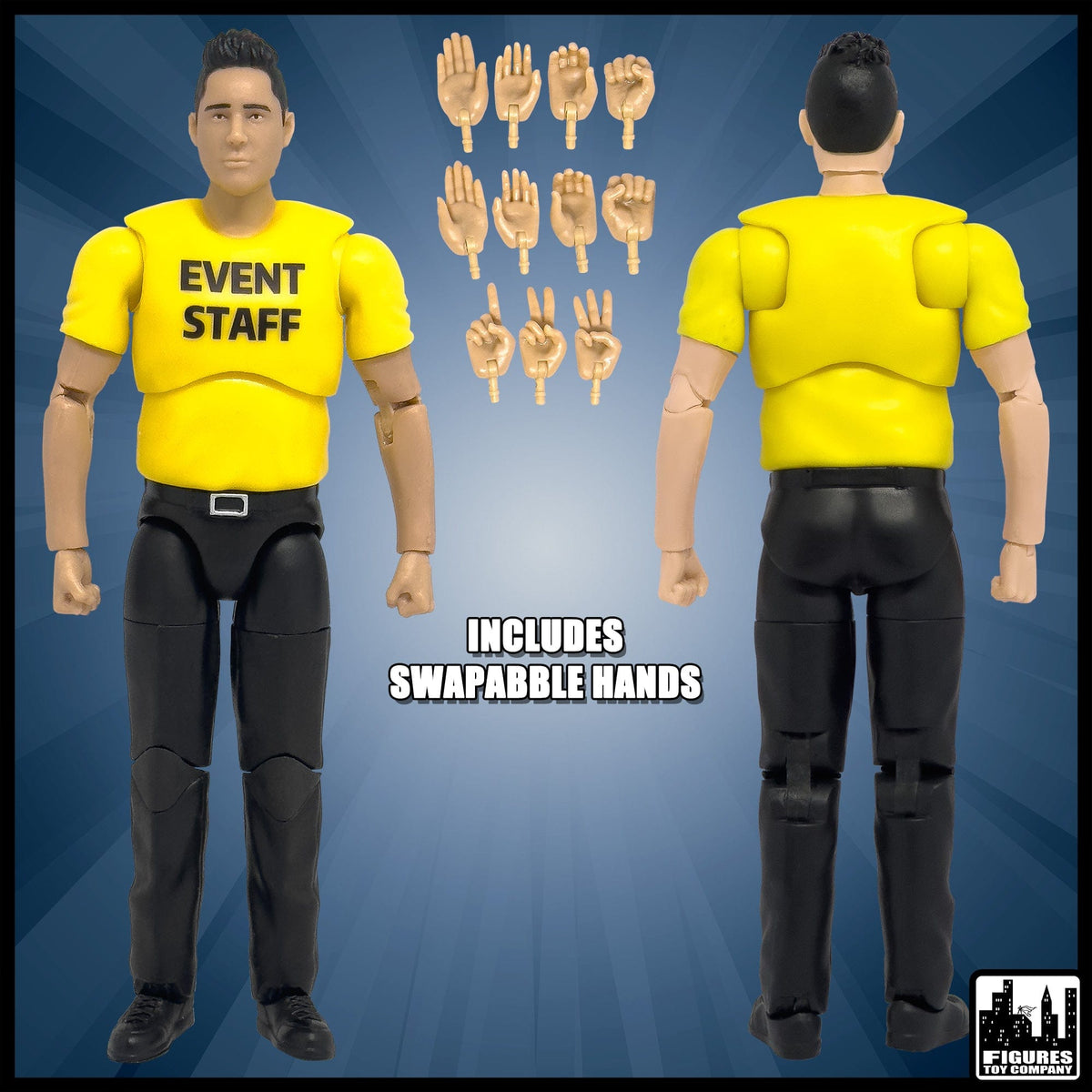 Ultimate Event Staff Worker With Deluxe Articulation for WWE &amp; AEW Wrestling Action Figures