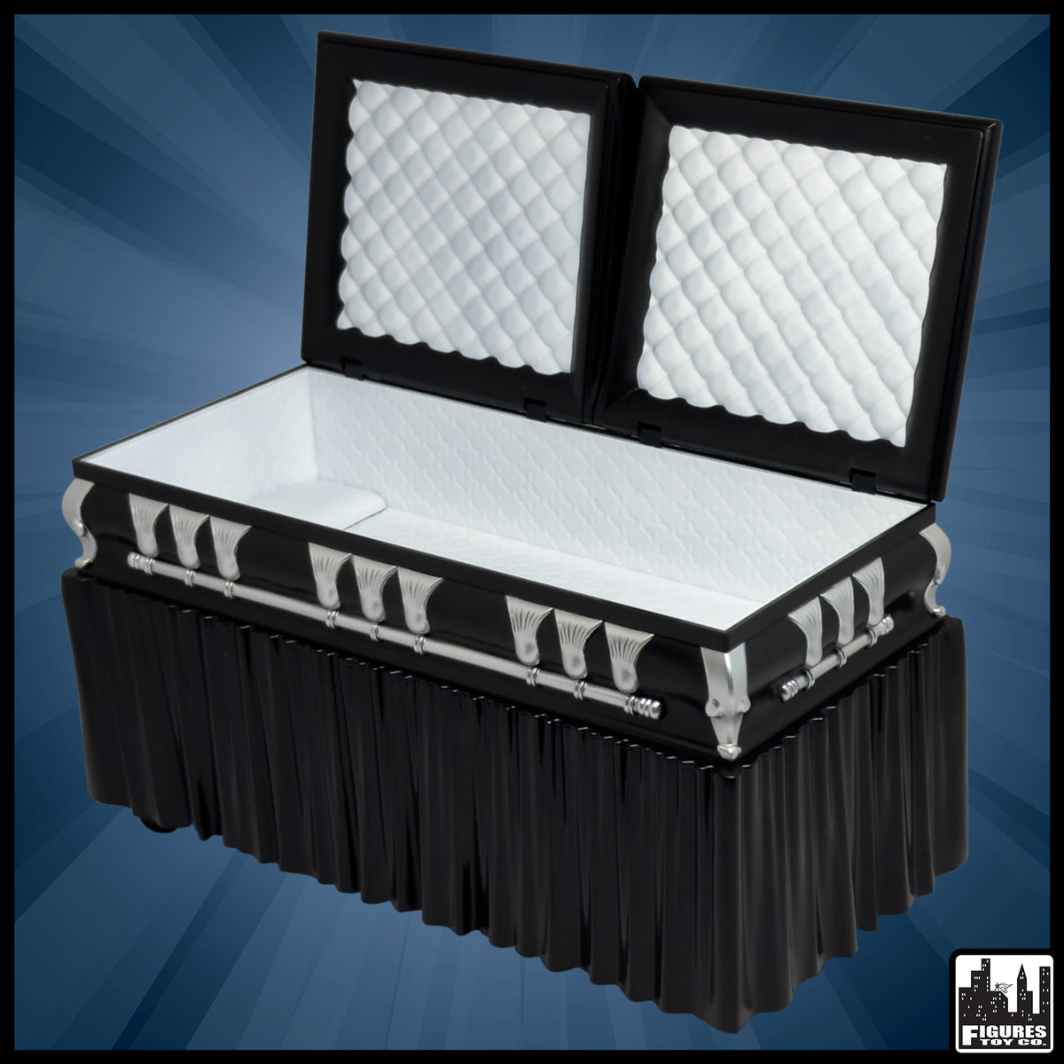 Deluxe Black Casket for WWE &amp; AEW Wrestling Action Figures with Removable Base