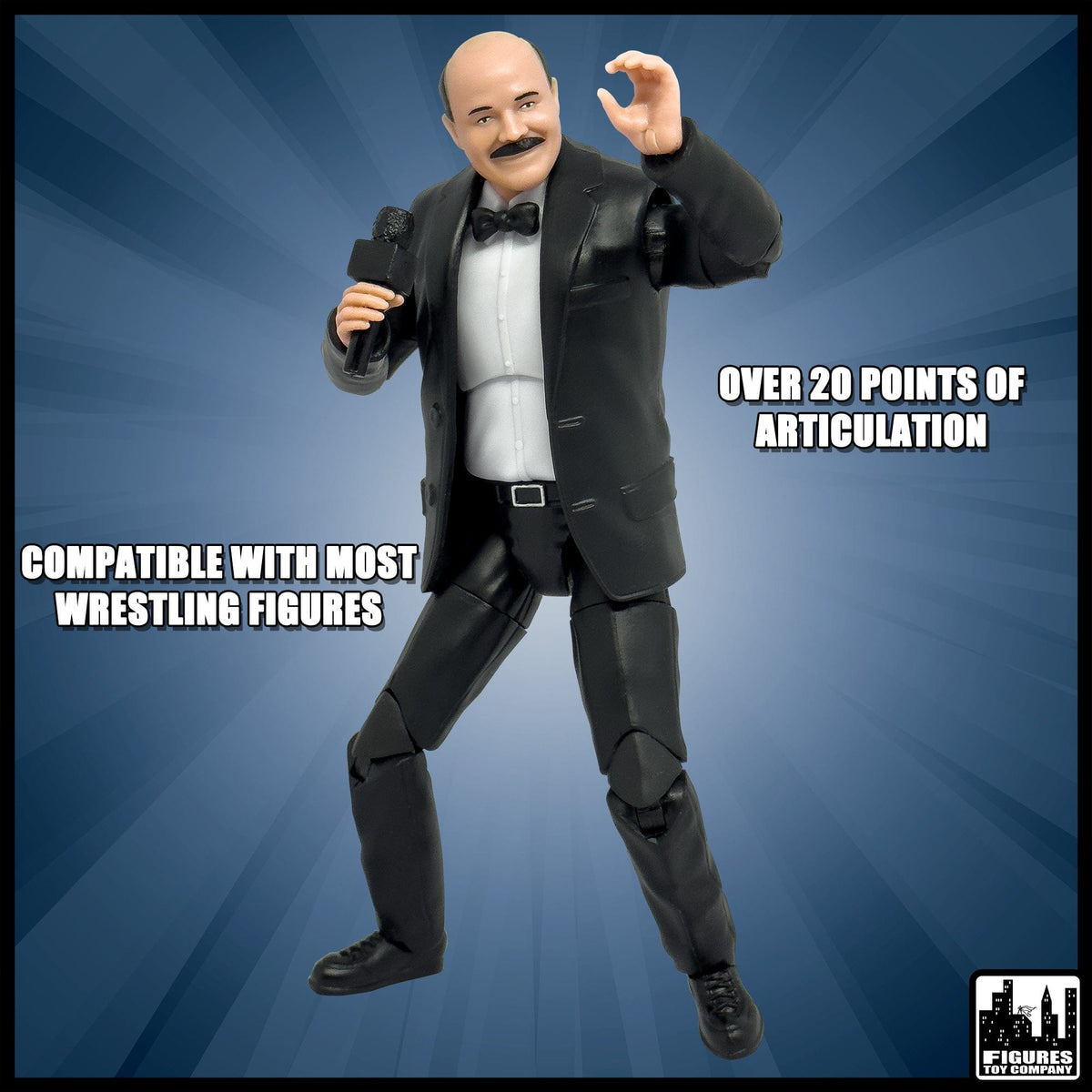 Ultimate Classic Announcer With Deluxe Articulation for WWE &amp; AEW Wrestling Action Figures