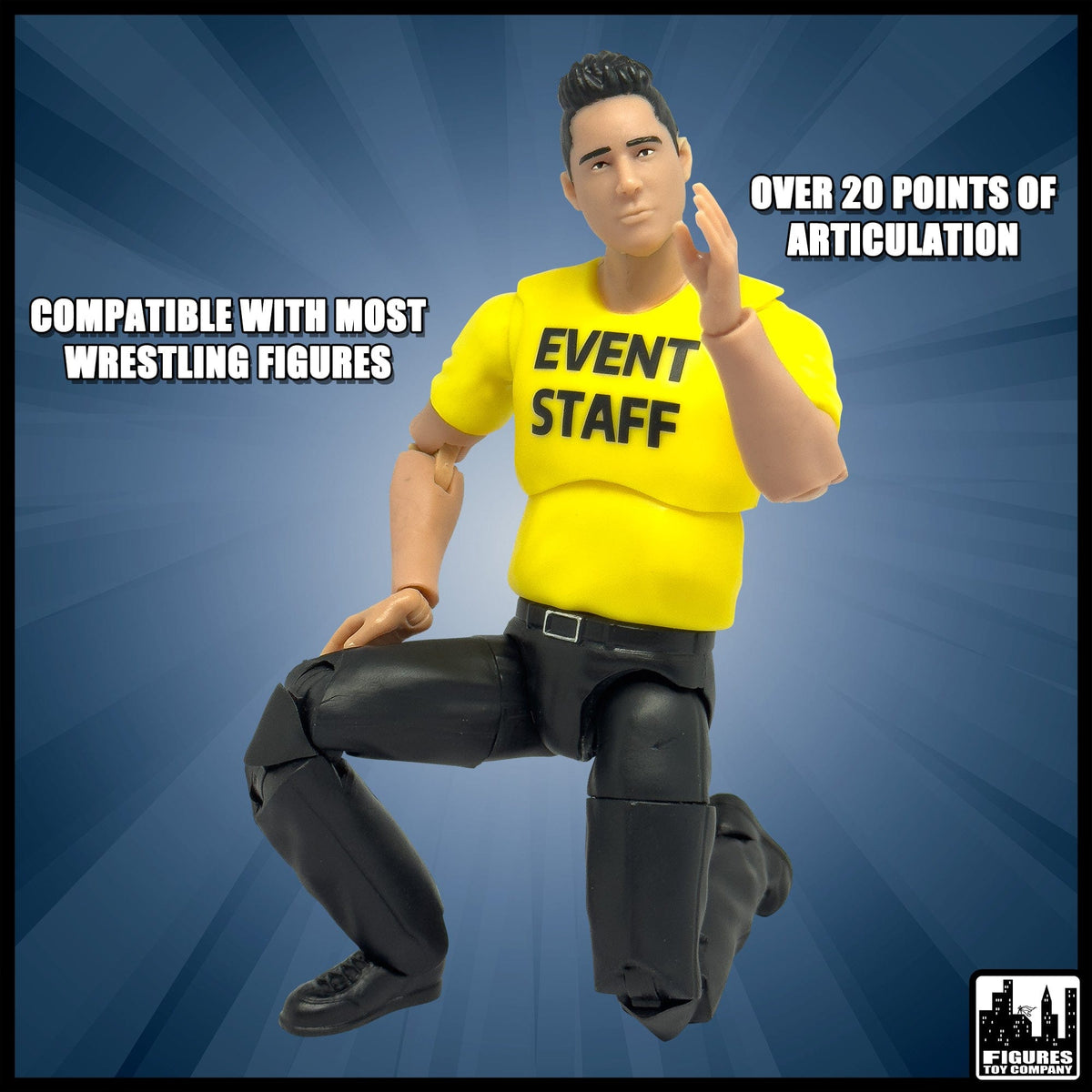 Ultimate Event Staff Worker With Deluxe Articulation for WWE &amp; AEW Wrestling Action Figures