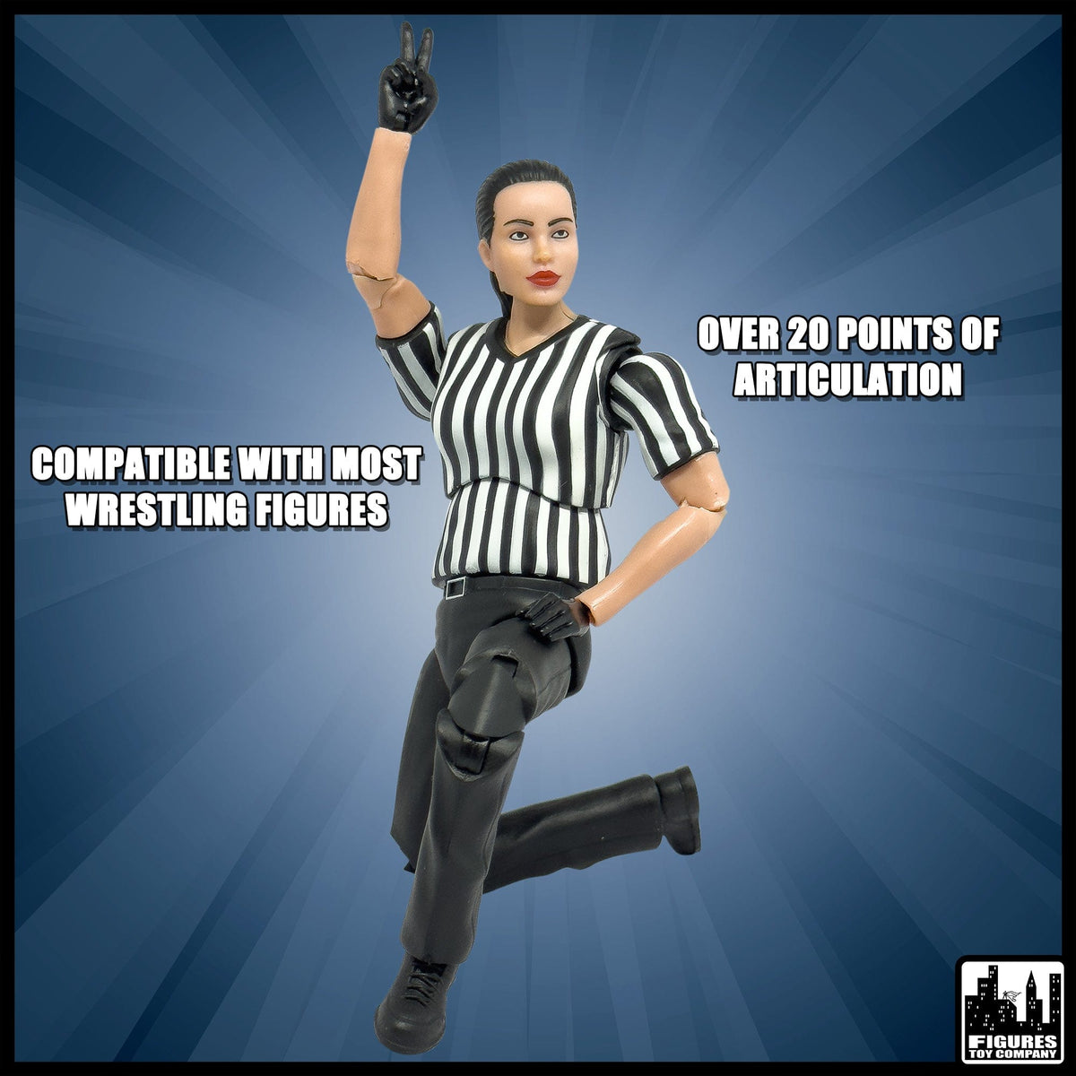 Ultimate Female Referee With Deluxe Articulation for WWE &amp; AEW Wrestling Action Figures