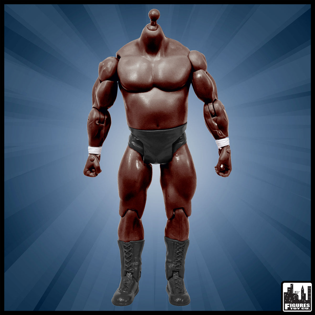 Generic 7 Inch African American Wrestling Action Figure With Bulky Chest