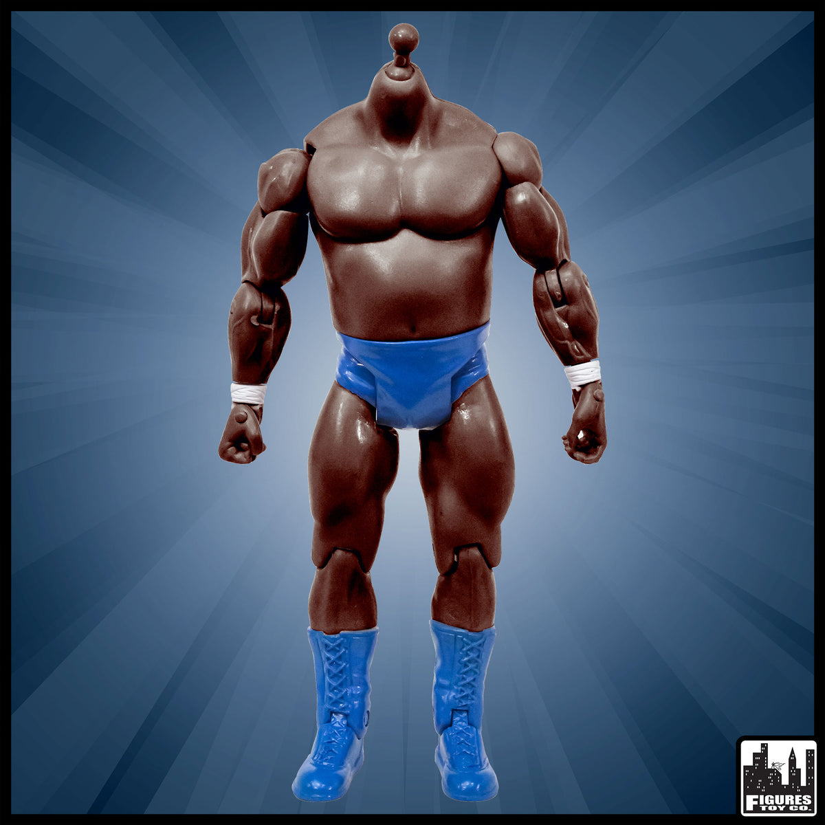 Generic 7 Inch African American Wrestling Action Figure With Bulky Chest