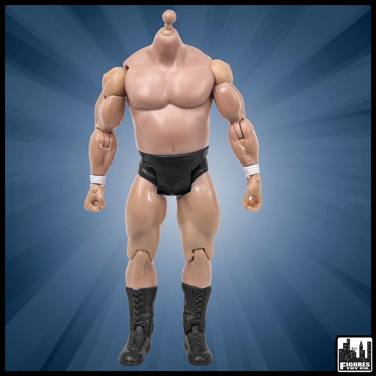 Generic 7 Inch White Wrestling Action Figure With Bulky Chest