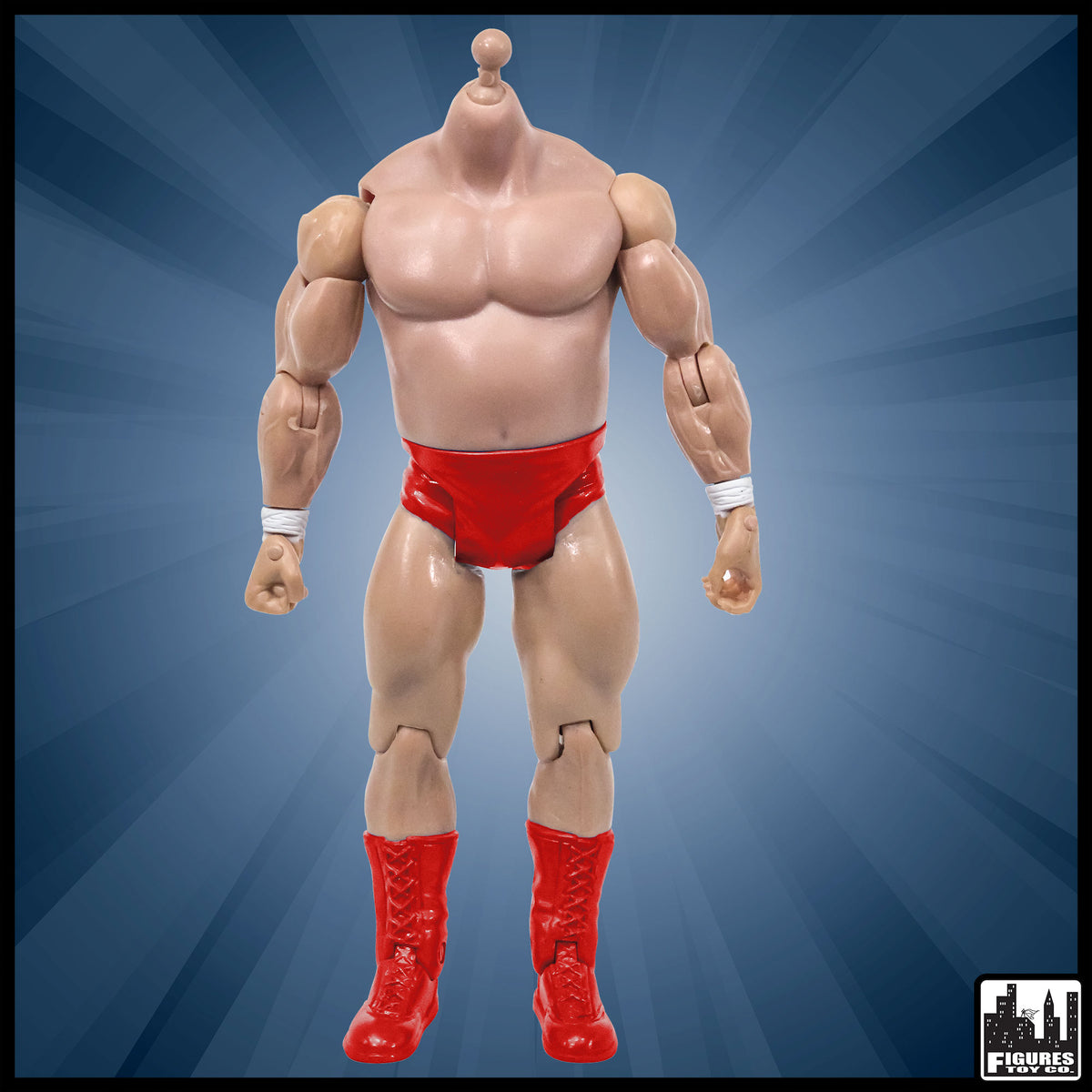 Generic 7 Inch White Wrestling Action Figure With Bulky Chest