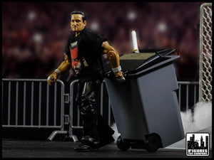 Black Trash Can With Lid & Wheels for WWE Wrestling Action Figures