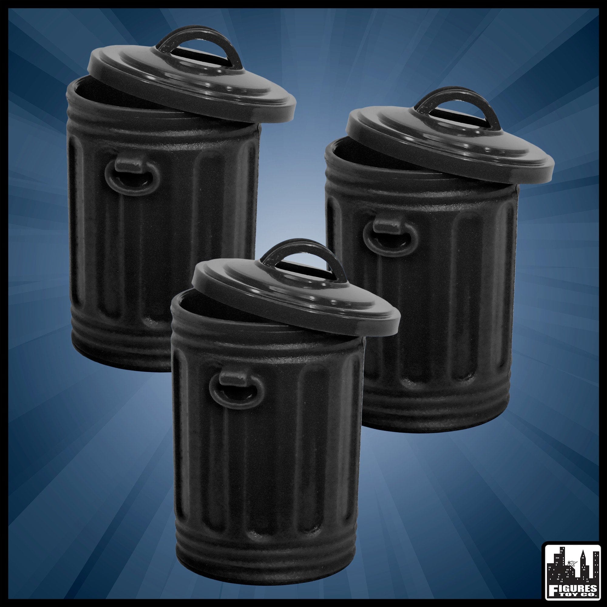 Black Trash Can With Lid & Wheels for WWE Wrestling Action Figures