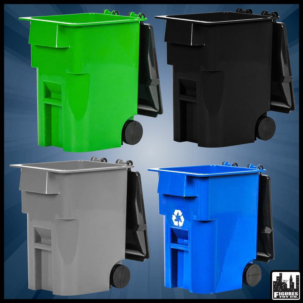 Blue Recycling Trash Can with Wheels for WWE Wrestling Action Figures