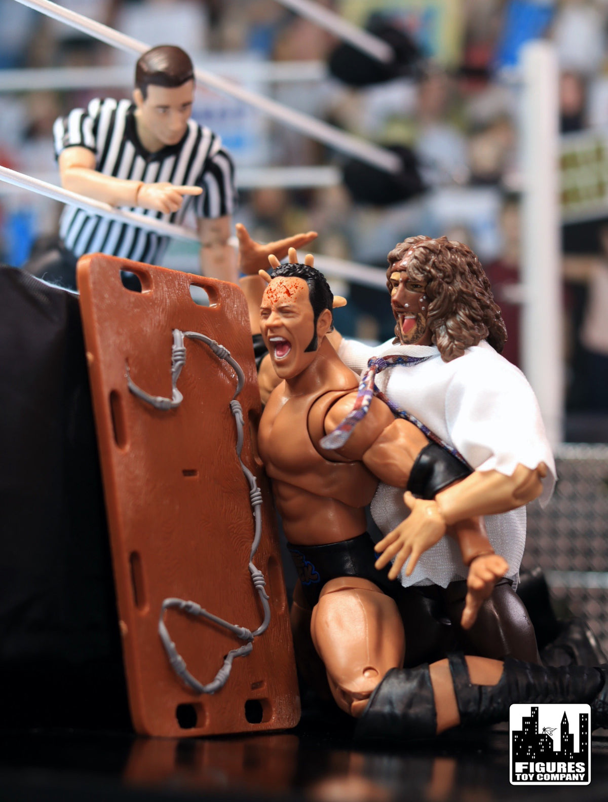 Wooden Board with Barbed Wire for WWE &amp; AEW Wrestling Action Figures