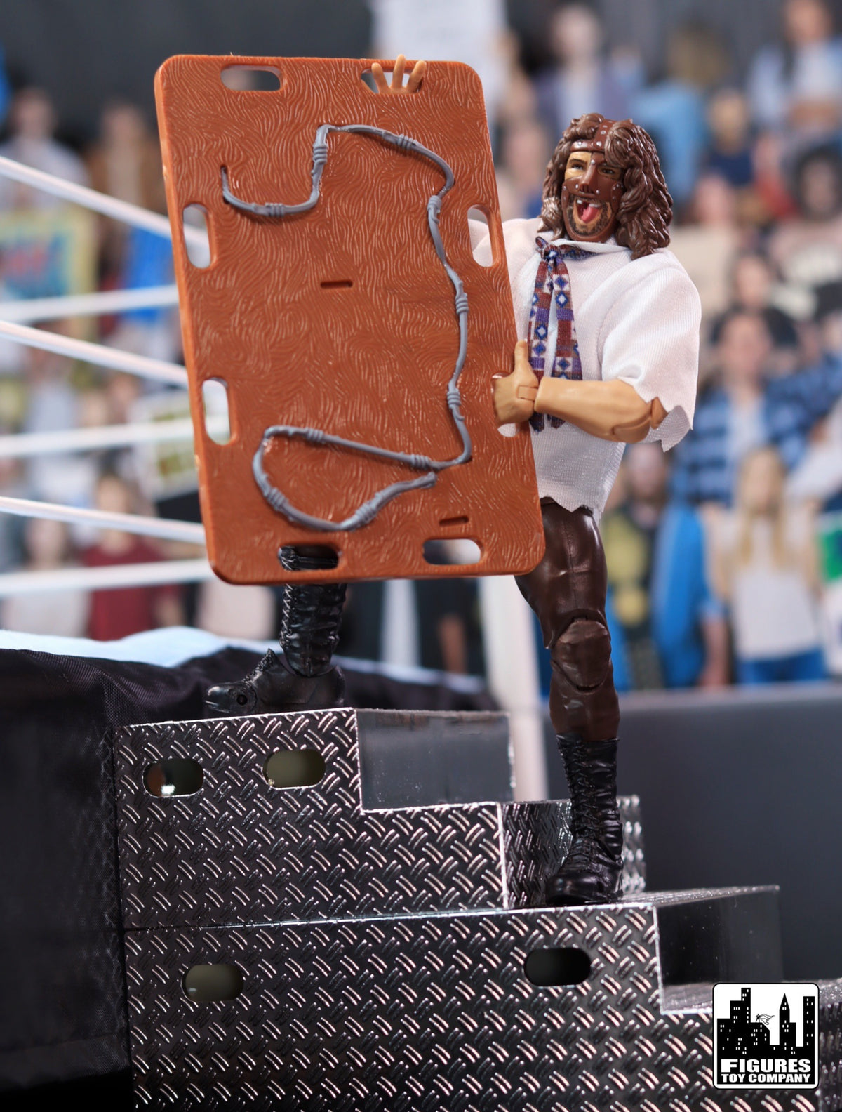 Wooden Board with Barbed Wire for WWE &amp; AEW Wrestling Action Figures